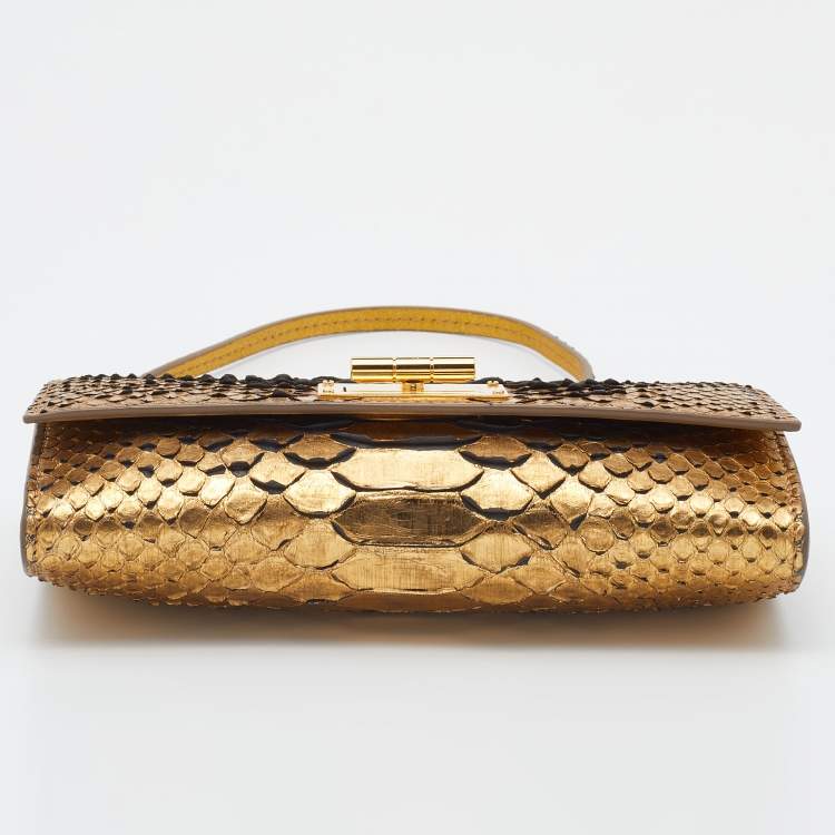 Pre Owned Tom Ford Gold Python Natalia Wallet On Chain