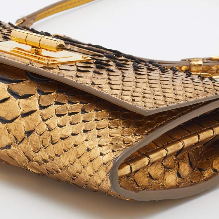 Pre Owned Tom Ford Gold Python Natalia Wallet On Chain