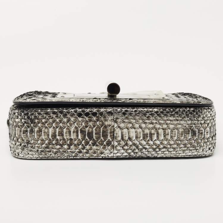 Pre Owned Tom Ford Metallic Silver Python Natalia Chain Shoulder Bag