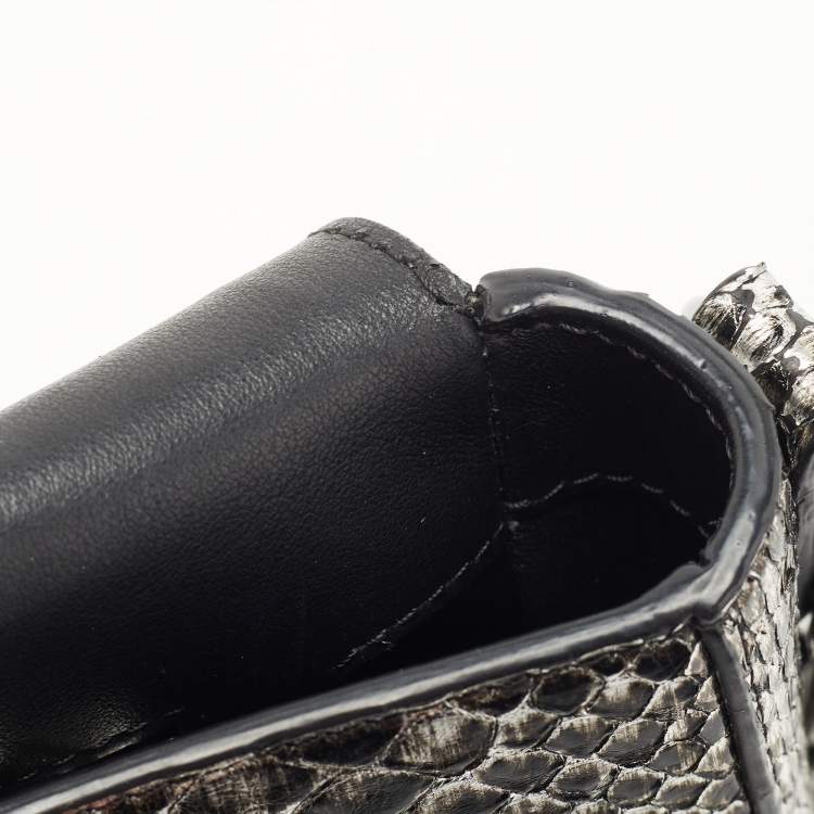Pre Owned Tom Ford Metallic Silver Python Natalia Chain Shoulder Bag