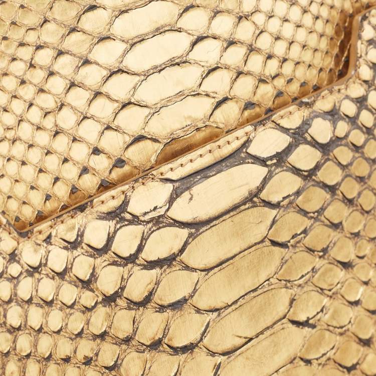 Pre Owned Tom Ford Gold Python Small Natalia Crossbody Bag