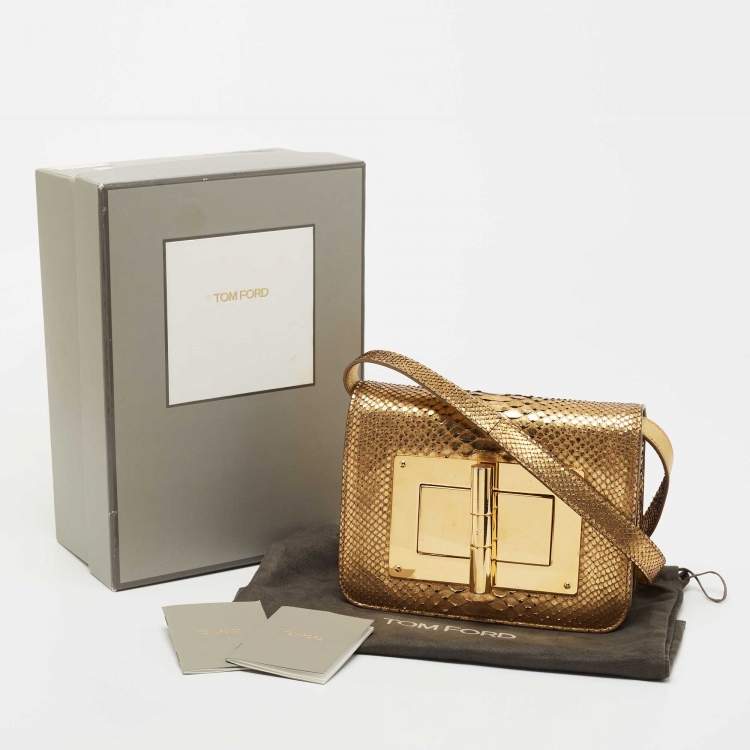 Pre Owned Tom Ford Gold Python Small Natalia Crossbody Bag