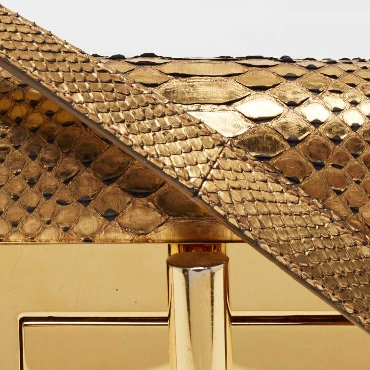 Pre Owned Tom Ford Gold Python Small Natalia Crossbody Bag
