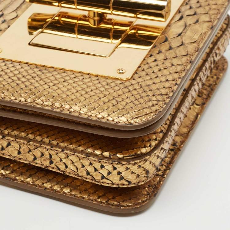 Pre Owned Tom Ford Gold Python Small Natalia Crossbody Bag