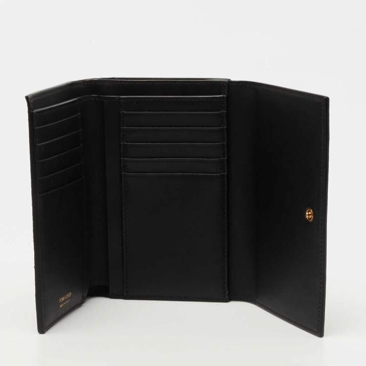 Pre Owned Tom Ford Black Python Flap Frence Wallet 