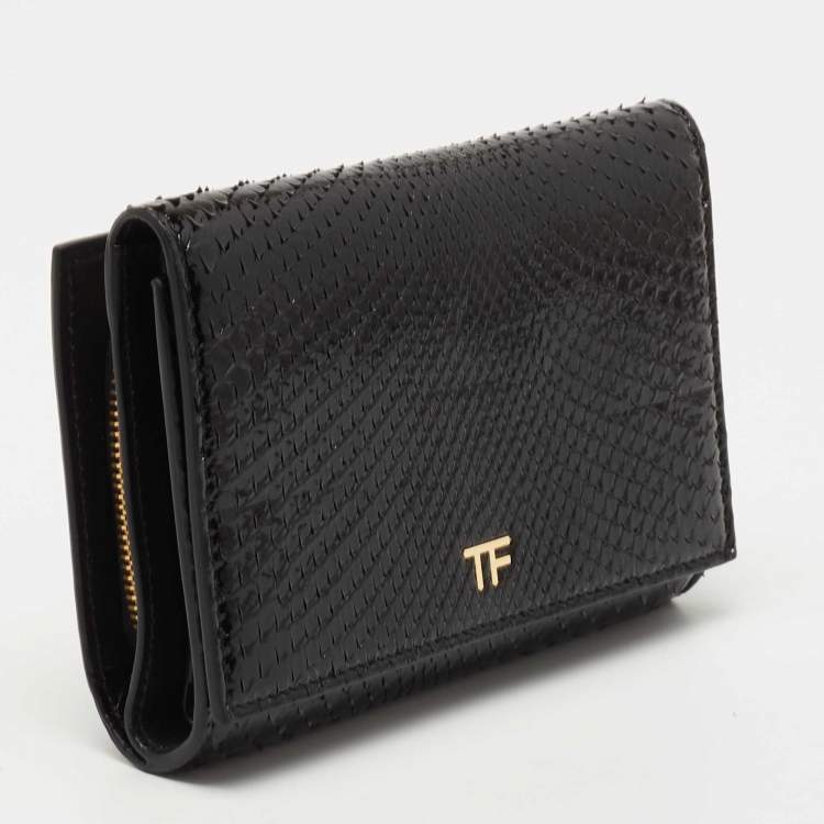 Pre Owned Tom Ford Black Python Flap Frence Wallet 