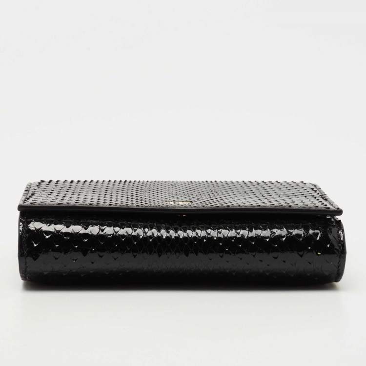 Pre Owned Tom Ford Black Python Flap Frence Wallet 