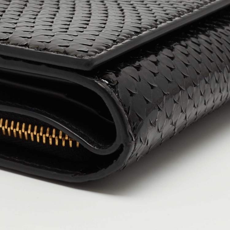 Pre Owned Tom Ford Black Python Flap Frence Wallet 