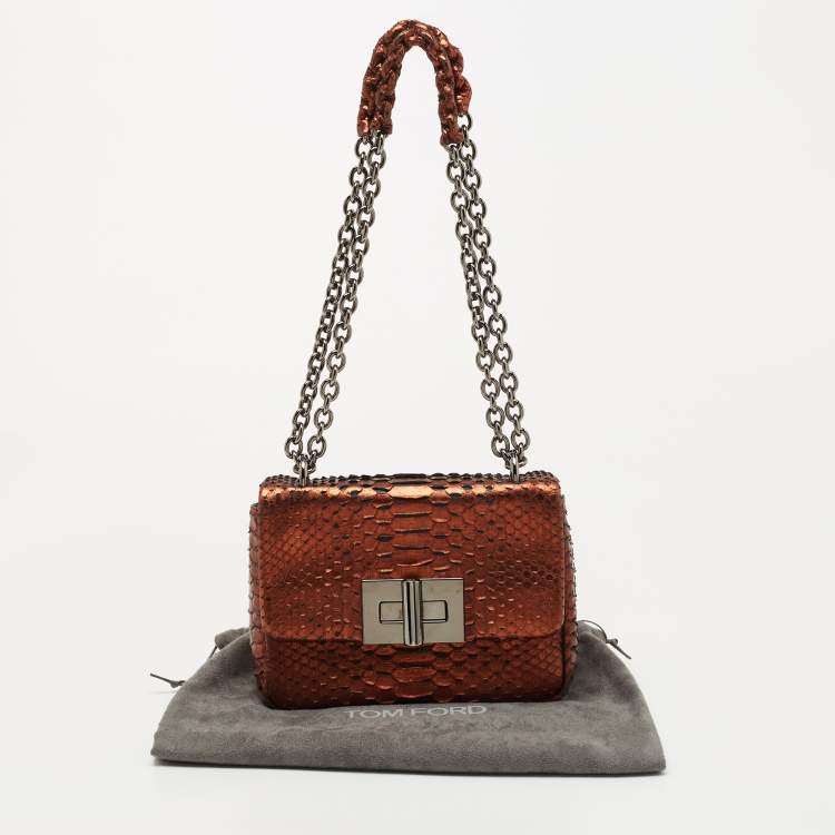 Pre Owned Tom Ford Metallic Python Natalia Crossbody Bag