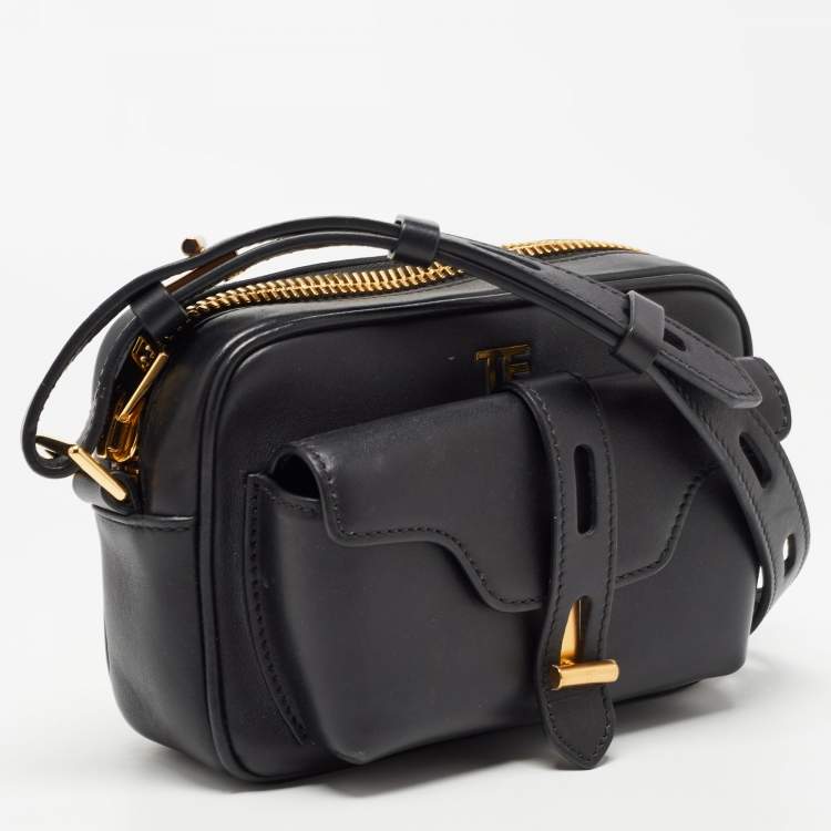 Pre Owned Tom Ford Black Leather T Twist Camera Bag