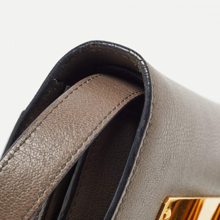 Pre Owned Tom Ford Dark Beige Leather Small Natalia Shoulder Bag