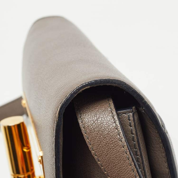 Pre Owned Tom Ford Dark Beige Leather Small Natalia Shoulder Bag