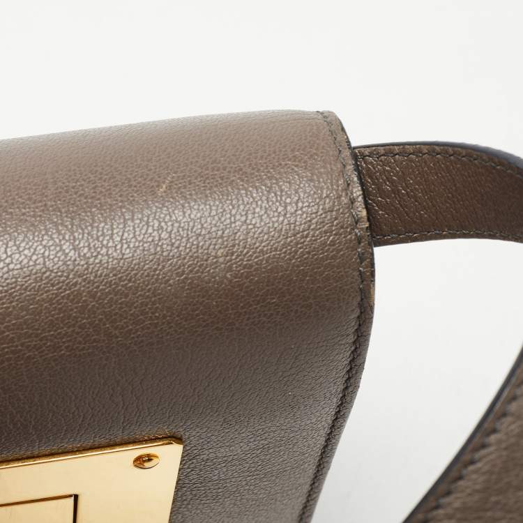 Pre Owned Tom Ford Dark Beige Leather Small Natalia Shoulder Bag