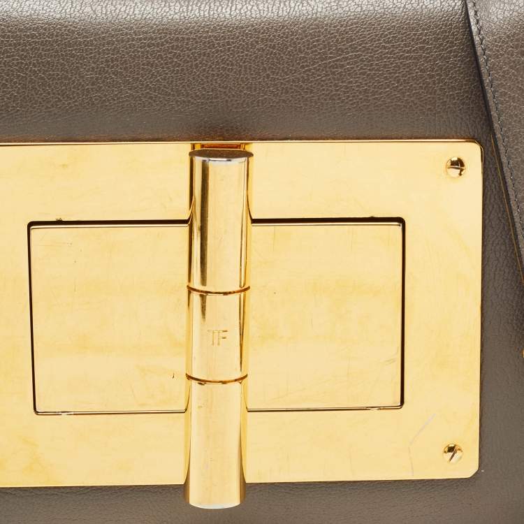 Pre Owned Tom Ford Dark Beige Leather Small Natalia Shoulder Bag