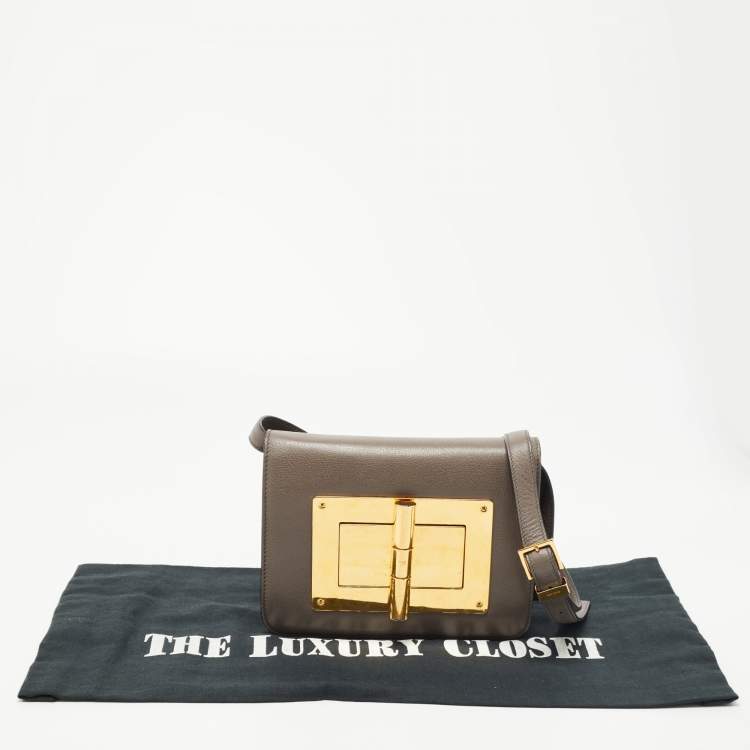 Pre Owned Tom Ford Dark Beige Leather Small Natalia Shoulder Bag