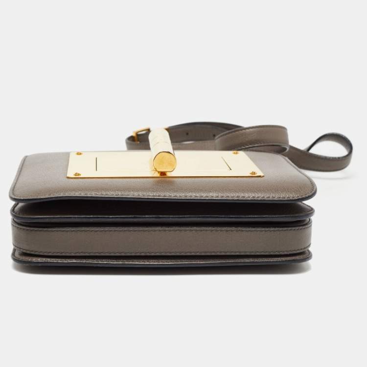 Pre Owned Tom Ford Dark Beige Leather Small Natalia Shoulder Bag