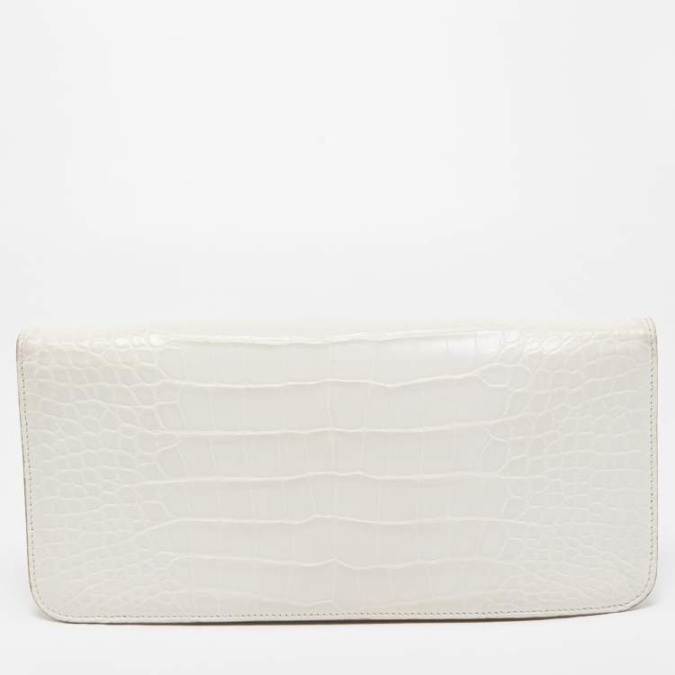 Pre Owned Tom Ford White Crocodile Natalia East West Clutch