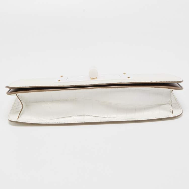 Pre Owned Tom Ford White Crocodile Natalia East West Clutch