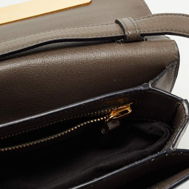Pre Owned Tom Ford Dark Grey Leather Small Natalia Crossbody Bag