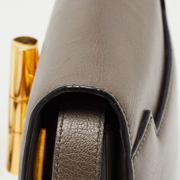 Pre Owned Tom Ford Dark Grey Leather Small Natalia Crossbody Bag