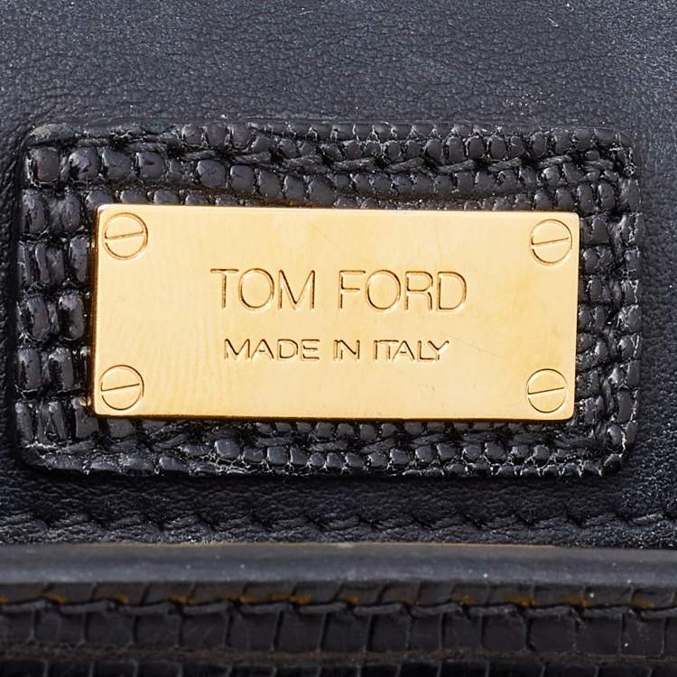 Pre Owned Tom Ford Black Lizard Natalia Chain Shoulder Bag