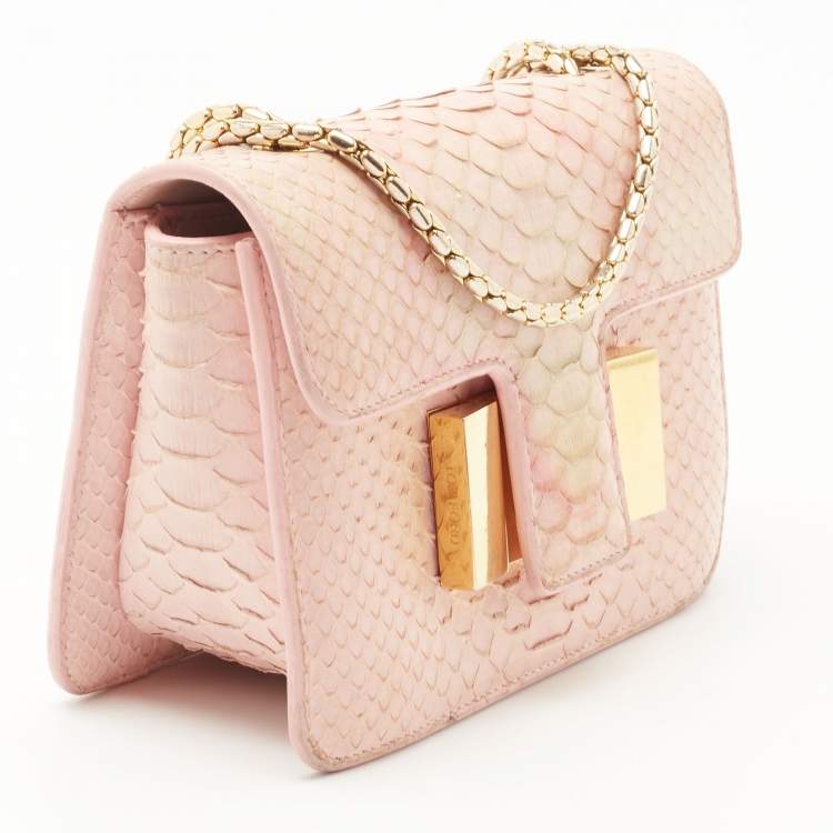Pre Owned Tom Ford Pink Python Sienna Chain Shoulder Bag