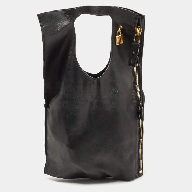 Tom Ford Black Leather Large Fold Over Alix Bag Tom Ford