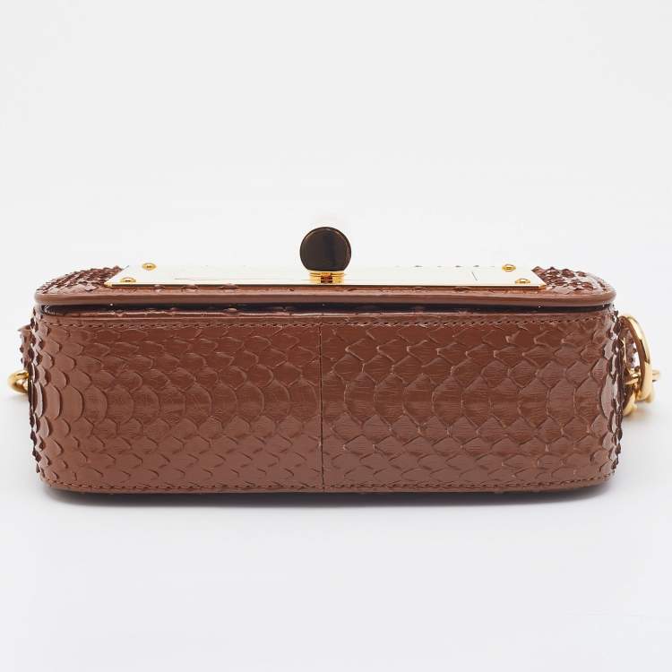 Pre Owned Tom Ford Brown Python Natalia Chain Shoulder Bag