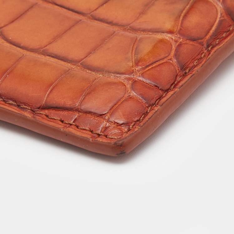 Pre Owned Tom Ford Brown Crocodile Card Holder