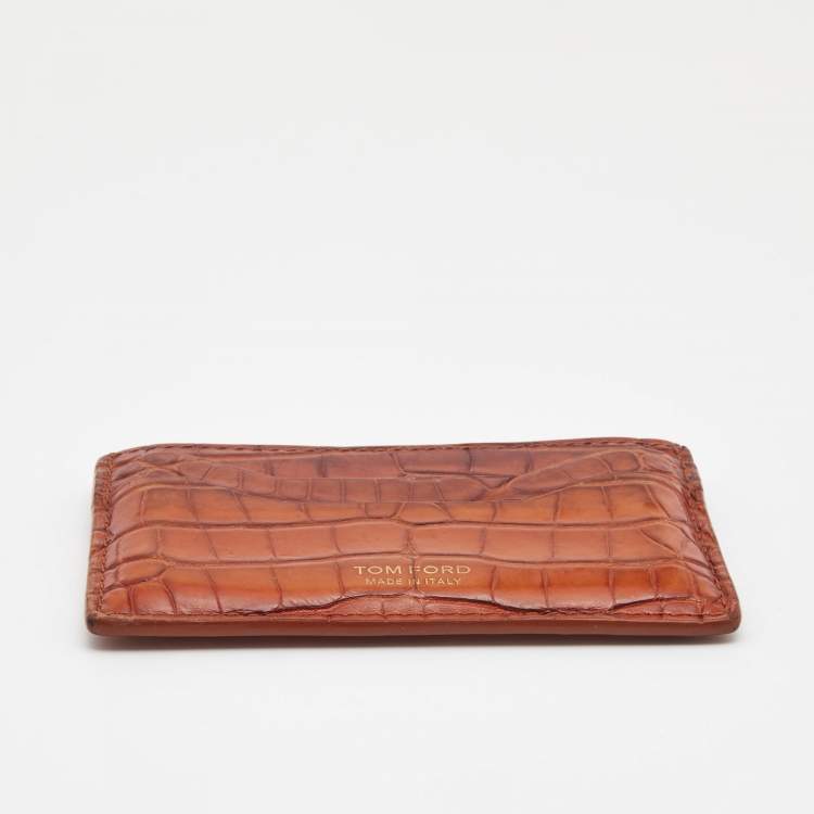 Pre Owned Tom Ford Brown Crocodile Card Holder