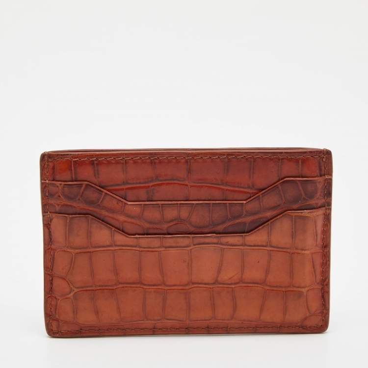 Pre Owned Tom Ford Brown Crocodile Card Holder