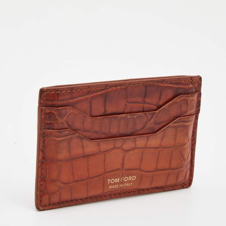 Pre Owned Tom Ford Brown Crocodile Card Holder