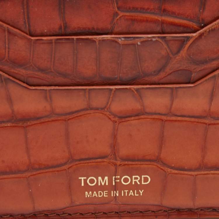 Pre Owned Tom Ford Brown Crocodile Card Holder