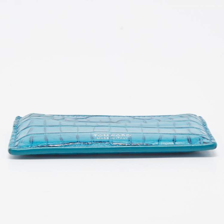 Pre Owned Tom Ford Blue Crocodile Card Holder