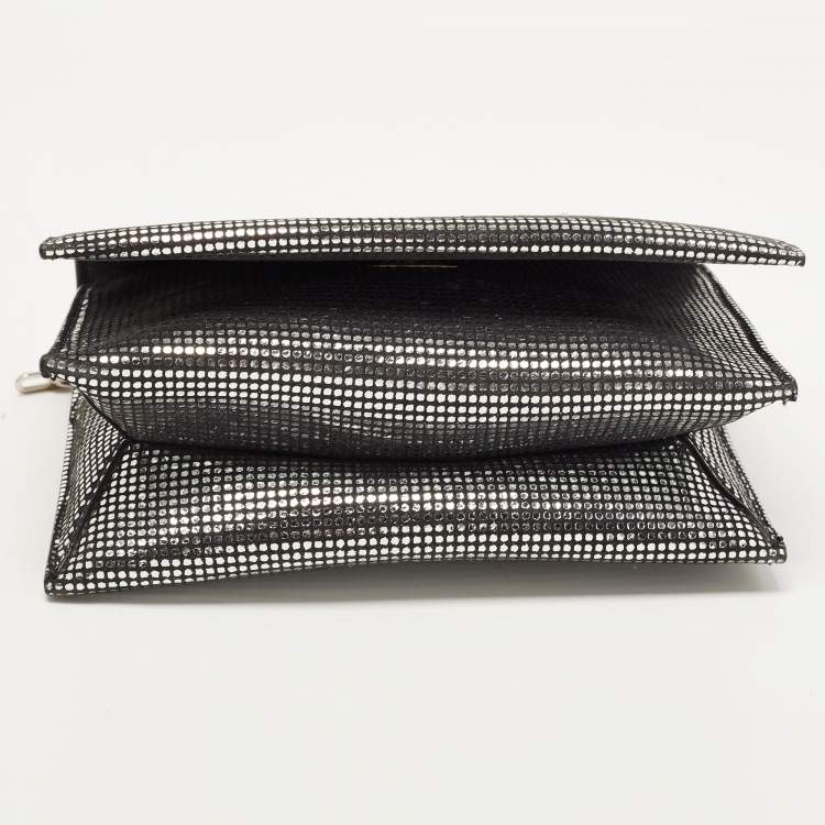 Pre Owned Tom Ford Silver/Black Textured Suede Icon Disco Crossbody Bag  