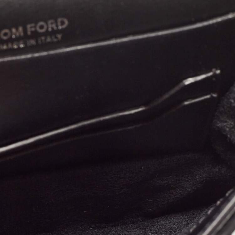 Pre Owned Tom Ford Silver/Black Textured Suede Icon Disco Crossbody Bag  