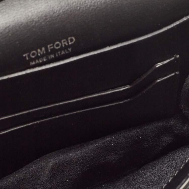 Pre Owned Tom Ford Silver/Black Textured Suede Icon Disco Crossbody Bag  