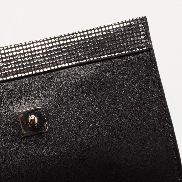 Pre Owned Tom Ford Silver/Black Textured Suede Icon Disco Crossbody Bag  