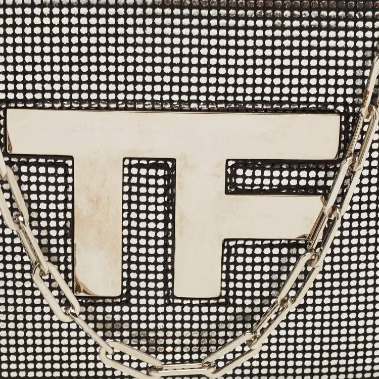 Pre Owned Tom Ford Silver/Black Textured Suede Icon Disco Crossbody Bag  