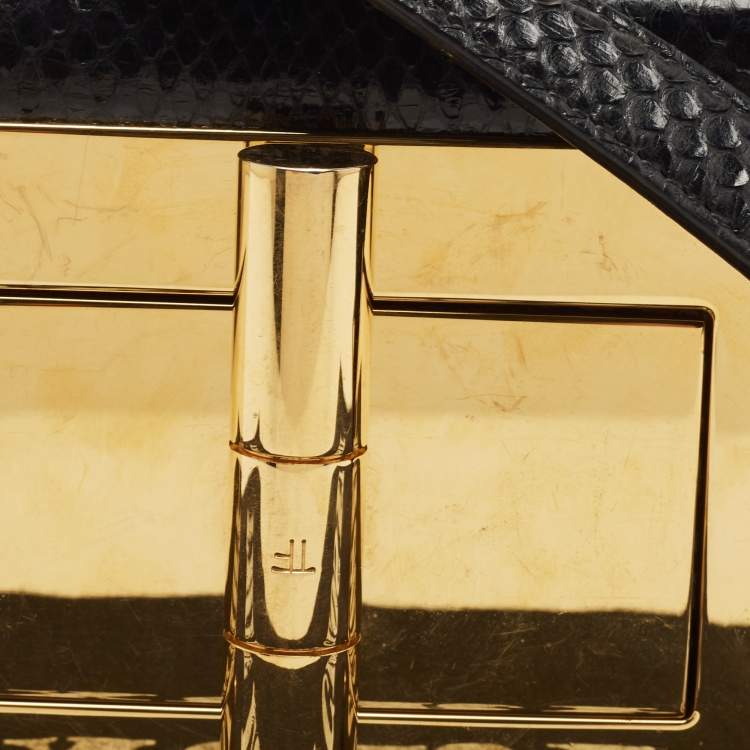 Pre Owned Tom Ford Black Python Mini Natalia Crossbody Bag