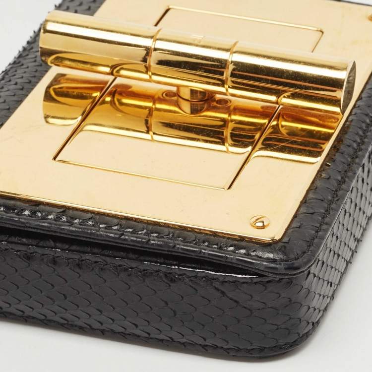 Pre Owned Tom Ford Black Python Mini Natalia Crossbody Bag