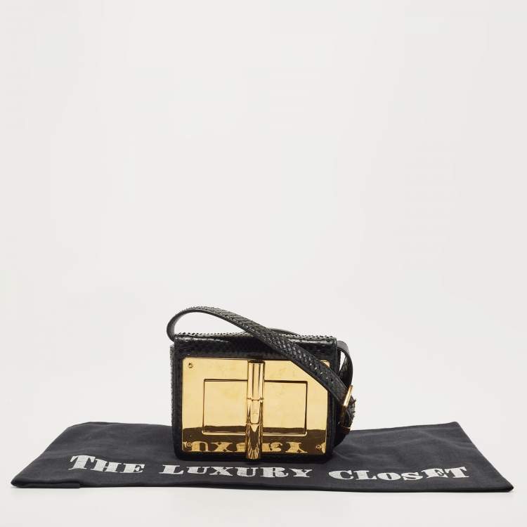 Pre Owned Tom Ford Black Python Mini Natalia Crossbody Bag
