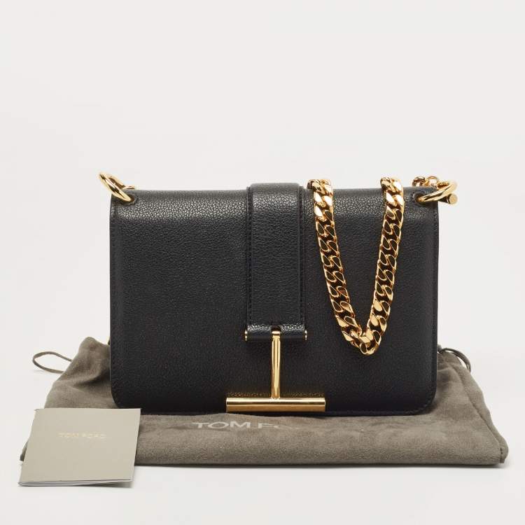 Pre Owned Tom Ford Black Leather Tara Chain Shoulder Bag