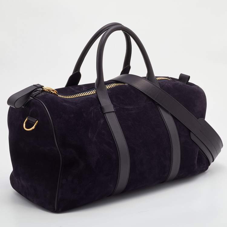 Pre Owned Tom Ford Purple Suede and Leather Weekender Bag