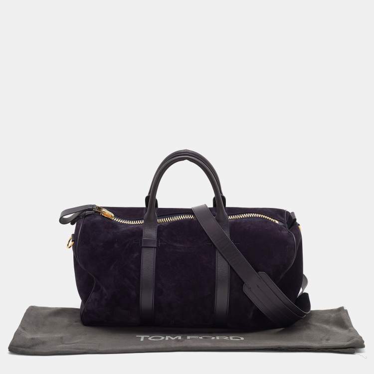Pre Owned Tom Ford Purple Suede and Leather Weekender Bag