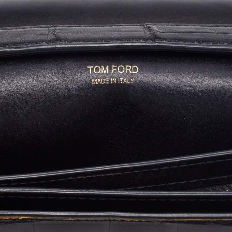 Pre Owned Tom Ford Black Alligator Small Natalia Crossbody Bag