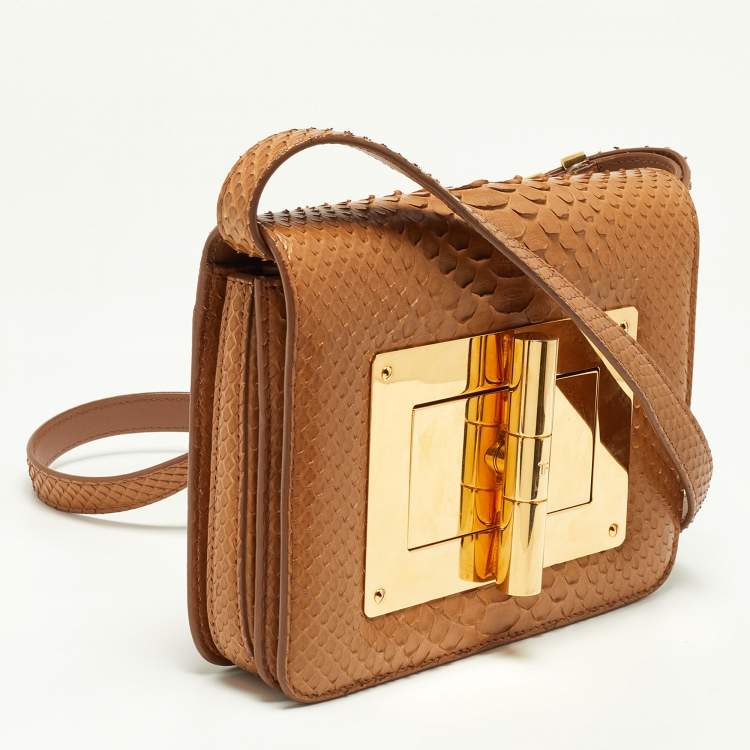 Pre Owned Tom Ford Tan Python Small Natalia Crossbody Bag