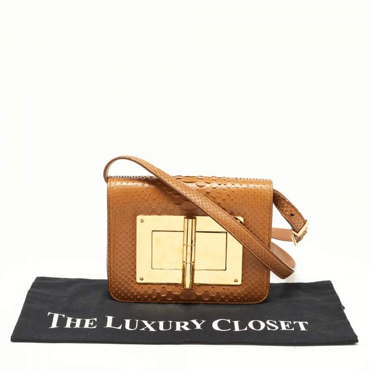 Pre Owned Tom Ford Tan Python Small Natalia Crossbody Bag