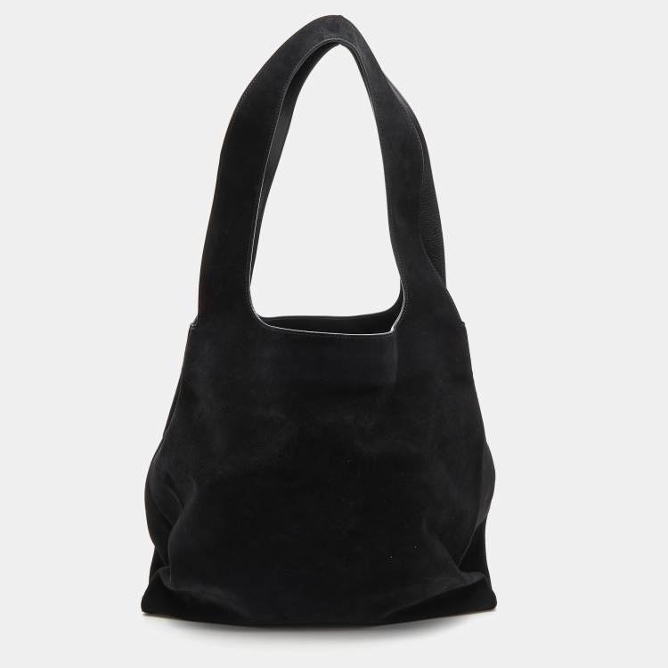 Pre Owned Tom Ford Black Suede Front Zip Shoulder Bag