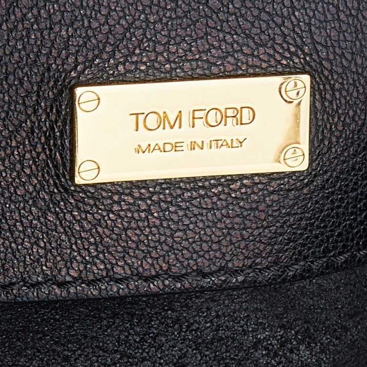 Pre Owned Tom Ford Black Suede Front Zip Shoulder Bag